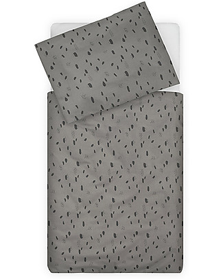 Jollein Set Copripiumino e Federa per Lettino - Grigio Macchie - 100x140 cm - 100% cotone Copripiumino e Federe