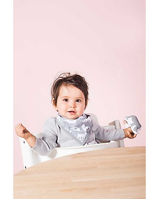 Jollein Set di 2 Bavaglini Bandana Safari, Grigio Bavagli Impermeabili