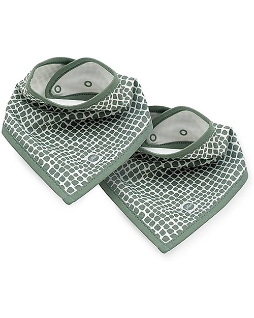 Jollein Set di 2 Bavaglini Bandana - Serpente Verde Cenere Bavagli a Bandana