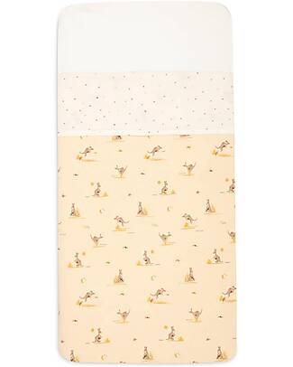 Jollein Sheet Cradle - 100% Cotton - 75x100 cm - Kangaroos and Dusty Dot Cradle Bed Linen