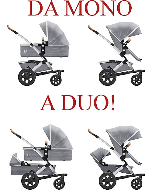 Joolz Geo² Set Completo Passeggino + Carrozzina, Radiant Grey - Mono & Duo Passeggini Gemellari