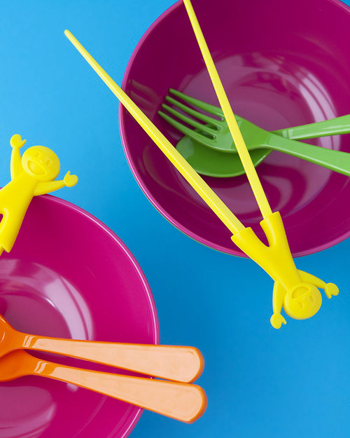 Creative 5 paia di bacchette rotonde di bambù con portaoggetti in ceramica porta
