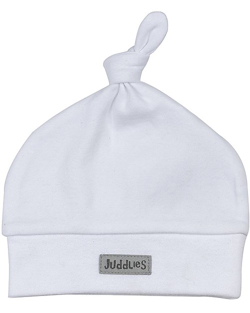 Juddlies Designs Cappellino Baby Essentials, 0-4 mesi, Bianco - 100% Cotone Biologico Cappelli Invernali