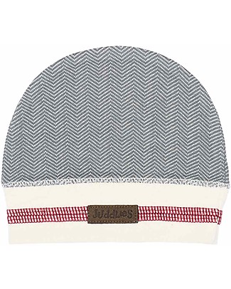 Juddlies Designs Cappellino Cottage Collection, Grigio/Rosso - 100% Cotone Bio Cappelli Invernali