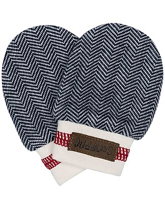 Juddlies Designs Moffole Baby Cottage Collection 0-3 Mesi, Blu/Grigio - 100% Cotone Bio Guanti