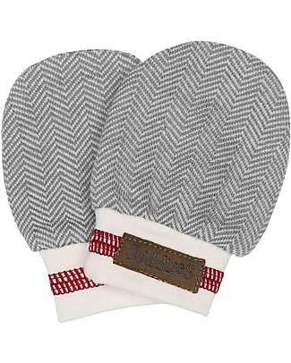 Juddlies Designs Moffole Baby Cottage Collection 0-3 Mesi, Grigio - 100% Cotone Bio Guanti