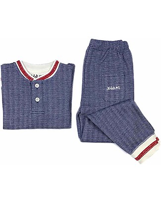 Juddlies Designs Pigiama 2 pezzi a Maniche Lunghe, Cottage Collection, Blu - 100% Cotone Bio Pigiami
