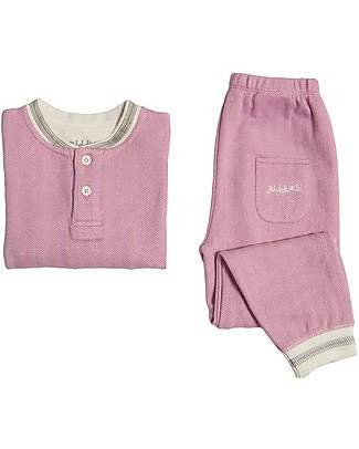 Juddlies Designs Pigiama 2 pezzi a Maniche Lunghe, Cottage Collection, Rosa/Grigio - 100% Cotone Bio Pigiami