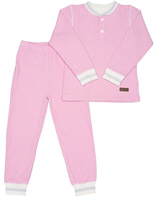 Juddlies Designs Pigiama 2 pezzi a Maniche Lunghe, Cottage Collection, Rosa/Grigio - 100% Cotone Bio Pigiami