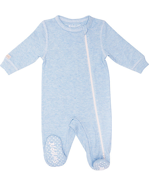 Juddlies Designs Tutina Breathe-Eze con Piedini Antiscivolo, Azzurro - 100% cotone, il caldo che respira Pigiami