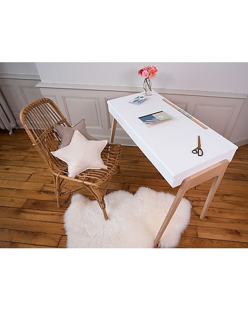 Jungle by Jungle My Great Pupitre, Scrivania in Legno per Ragazzi- Rovere Sbiancato/Bianco - Ideale dai 6 anni in su! Scrivanie