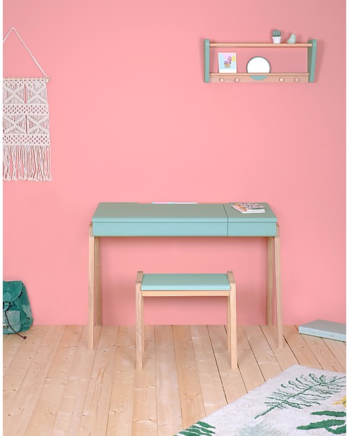 Jungle by Jungle My Great Pupitre, Scrivania in Legno per Ragazzi- Rovere Sbiancato/Menta - Ideale dai 6 anni in su! Scrivanie