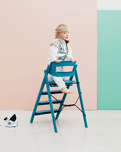 KAOS Sedia Evolutiva KLAPP - Blu - Pieghevole Salvaspazio - 100% Materiali Riciclati Seggioloni Pappa