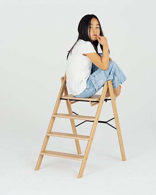 KAOS Sedia Evolutiva KLAPP - Naturale - Pieghevole Salvaspazio - Legno di Quercia Seggioloni Pappa