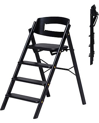 KAOS Sedia Evolutiva KLAPP - Nero - Pieghevole Salvaspazio - Legno di Quercia Seggioloni Pappa