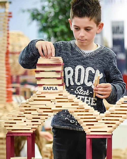 Kapla Kapla -100 pezzi in 8 colori assortiti -Educativo e divertente! Costruzioni in Legno
