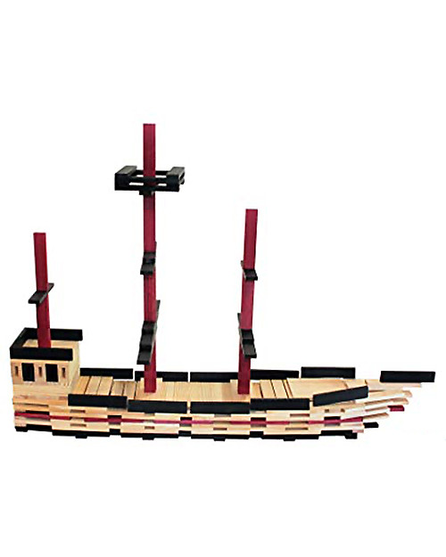 Kapla Kapla -100 pezzi in 8 colori assortiti -Educativo e divertente! Costruzioni in Legno