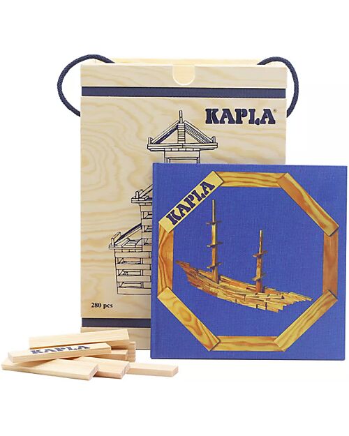 Kapla Kapla 280, Costruzioni in Legno + Libretto Tecnico + Libro d’Arte Blu, Naturale - Educativo e divertente! Costruzioni in Legno