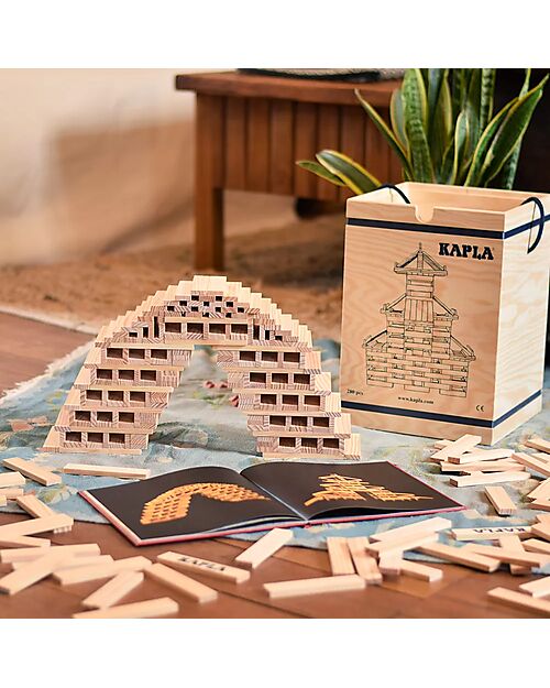 Kapla Kapla 280, Costruzioni in Legno + Libretto Tecnico + Libro d’Arte Rosso, Naturale - Educativo e divertente! Costruzioni in Legno