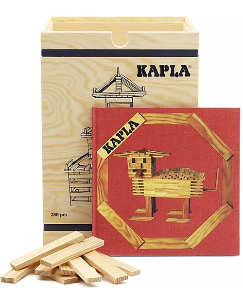 Kapla Kapla 280, Costruzioni in Legno + Libretto Tecnico + Libro d’Arte Rosso, Naturale - Educativo e divertente! Costruzioni in Legno