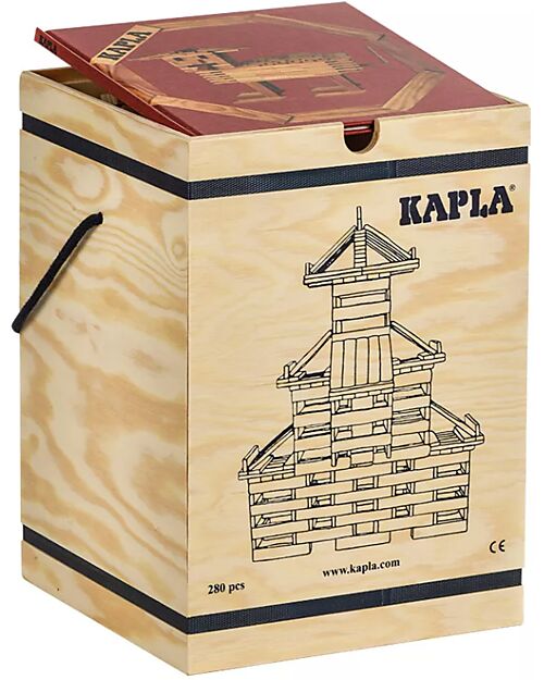 Kapla Kapla 280, Costruzioni in Legno + Libretto Tecnico + Libro d’Arte Rosso, Naturale - Educativo e divertente! Costruzioni in Legno
