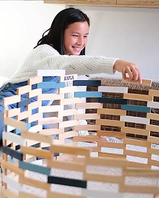 Kapla Set Costruzioni 200 Pezzi - Naturale, Blu, Cielo, Bianco - Legno - Educativo e Divertente! Costruzioni in Legno