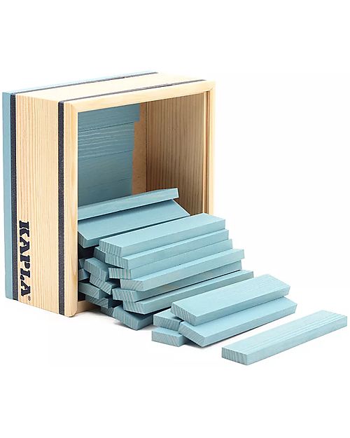 Kapla Set Costruzioni 40 Pezzi - Azzurro - Legno - Educativo e Divertente! Costruzioni in Legno