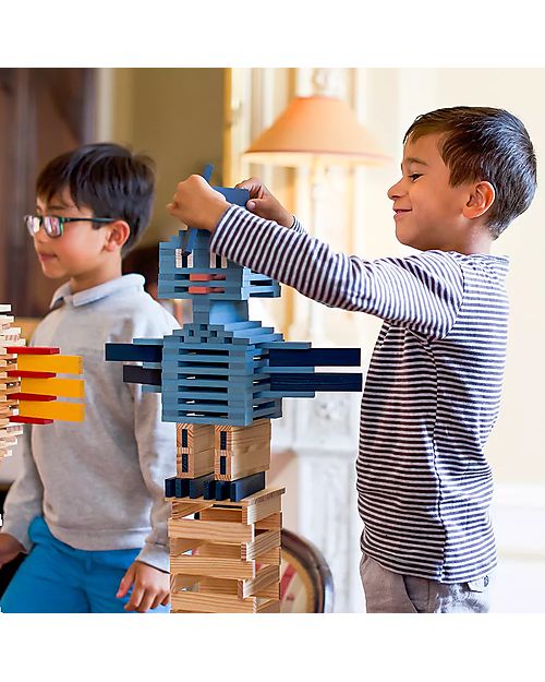 Kapla Set Costruzioni 40 Pezzi - Azzurro - Legno - Educativo e Divertente! Costruzioni in Legno