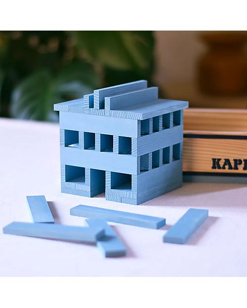 Kapla Set Costruzioni 40 Pezzi - Azzurro - Legno - Educativo e Divertente! Costruzioni in Legno