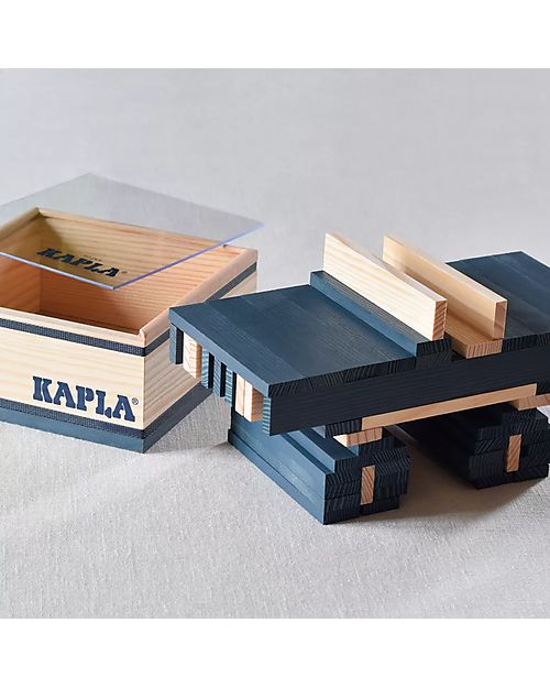 Kapla Set Costruzioni 40 Pezzi - Blu - Legno - Educativo e Divertente! Costruzioni in Legno