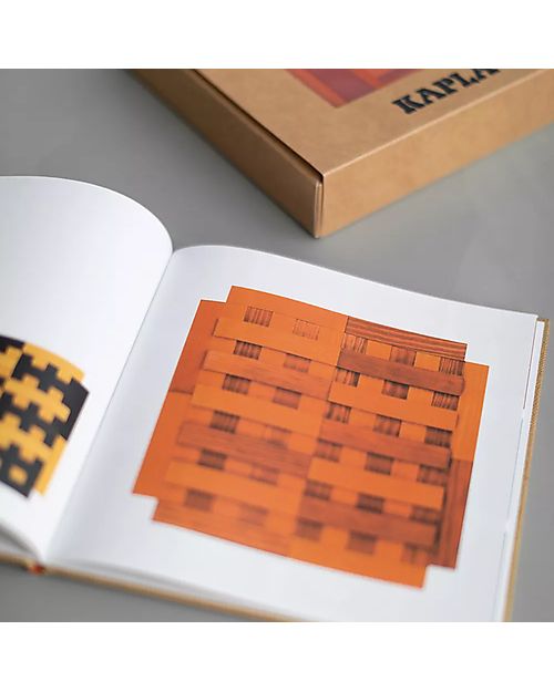 Kapla Set Costruzioni 40 Pezzi con Libretto d'Arte - Rosso e Arancione - Legno Costruzioni in Legno
