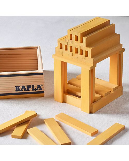 Kapla Set Costruzioni 40 Pezzi - Giallo - Legno - Educativo e Divertente! Costruzioni in Legno