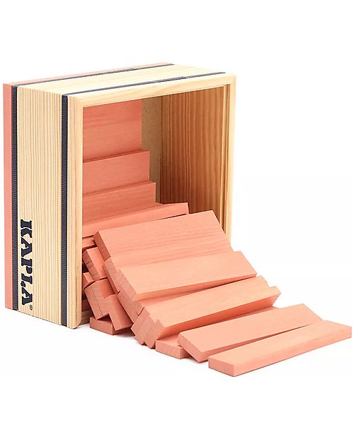 Kapla Set Costruzioni 40 Pezzi - Rosa - Legno - Educativo e Divertente! Costruzioni in Legno