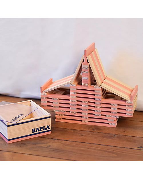 Kapla Set Costruzioni 40 Pezzi - Rosa - Legno - Educativo e Divertente! Costruzioni in Legno