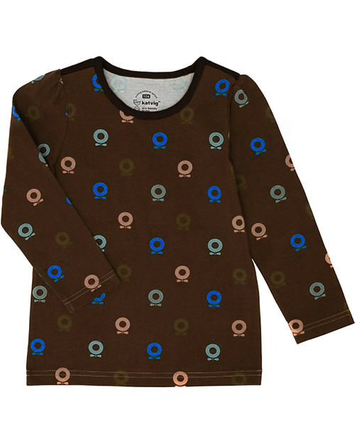 Katvig Maglia Apple Dots Marrone Cotone Bio - tg 18-24 T-shirt