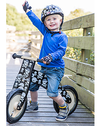 Kiddimoto Bici Senza Pedali in Legno Kurve, Teschi Biciclette Senza Pedali