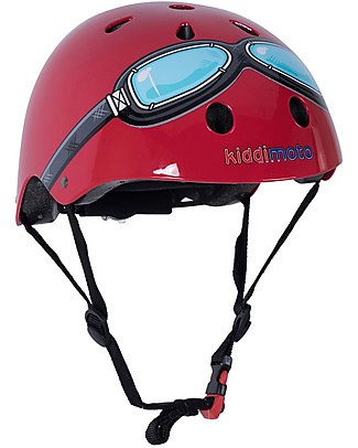 Kiddimoto Casco Bici con Fantasia Occhiali, Rosso Caschi Bici