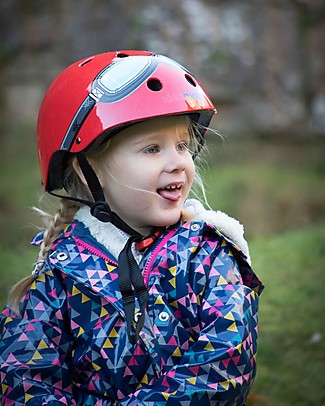 Kiddimoto Casco Bici con Fantasia Occhiali, Rosso Caschi Bici