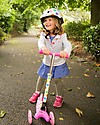 Kiddimoto Monopattino Tre Ruote Pieghevole U-Zoom con Casco, Pois Pastello Monopattini