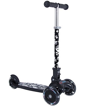 Kiddimoto Monopattino Tre Ruote Pieghevole U-Zoom, Teschi Biciclette Senza Pedali