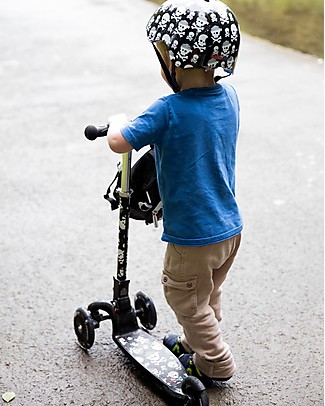 Kiddimoto Monopattino Tre Ruote Pieghevole U-Zoom, Teschi Biciclette Senza Pedali