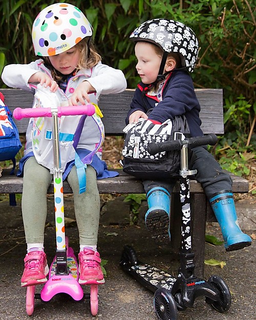 Kiddimoto Monopattino Tre Ruote Pieghevole U-Zoom, Teschi Monopattini