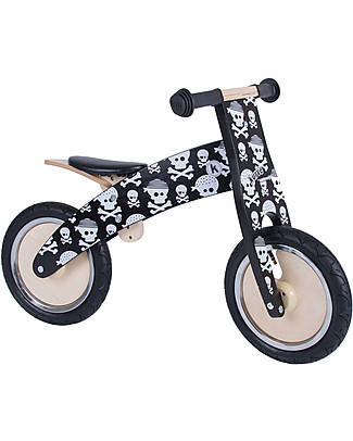 Kiddimoto OUTLET - Bici Senza Pedali in Legno Kurve, Teschi - Pezzo di Showroom Biciclette senza Pedali