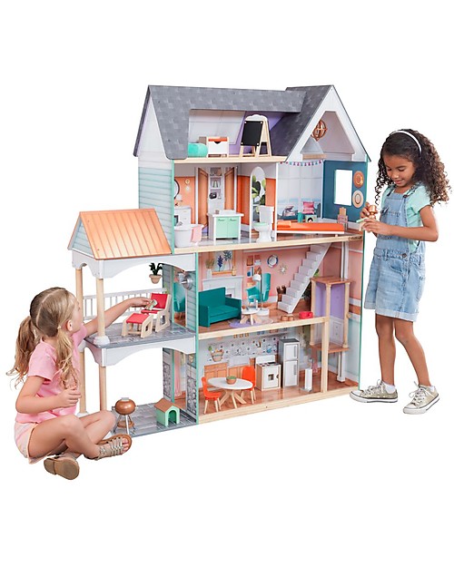KidKraft Casa delle bambole Dahlia in Legno con Ascensore - Con EZ Kraft Assembly™  per montaggio facile! Case delle Bambole