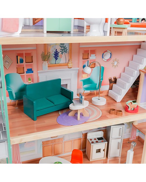 KidKraft Casa delle bambole Dahlia in Legno con Ascensore - Con EZ Kraft Assembly™  per montaggio facile! Case delle Bambole