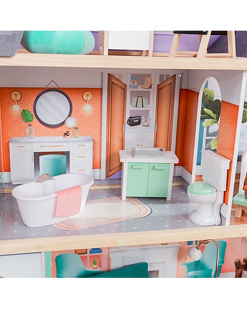 KidKraft Casa delle bambole Dahlia in Legno con Ascensore - Con EZ Kraft Assembly™  per montaggio facile! Case delle Bambole