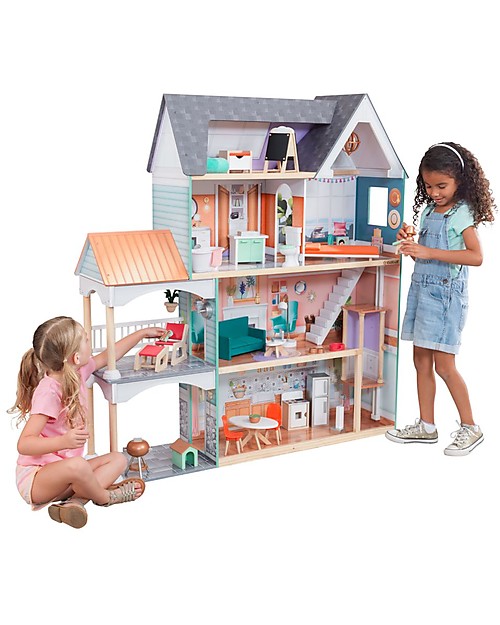 KidKraft Casa delle bambole Dahlia in Legno con Ascensore - Con EZ Kraft Assembly™  per montaggio facile! Case delle Bambole