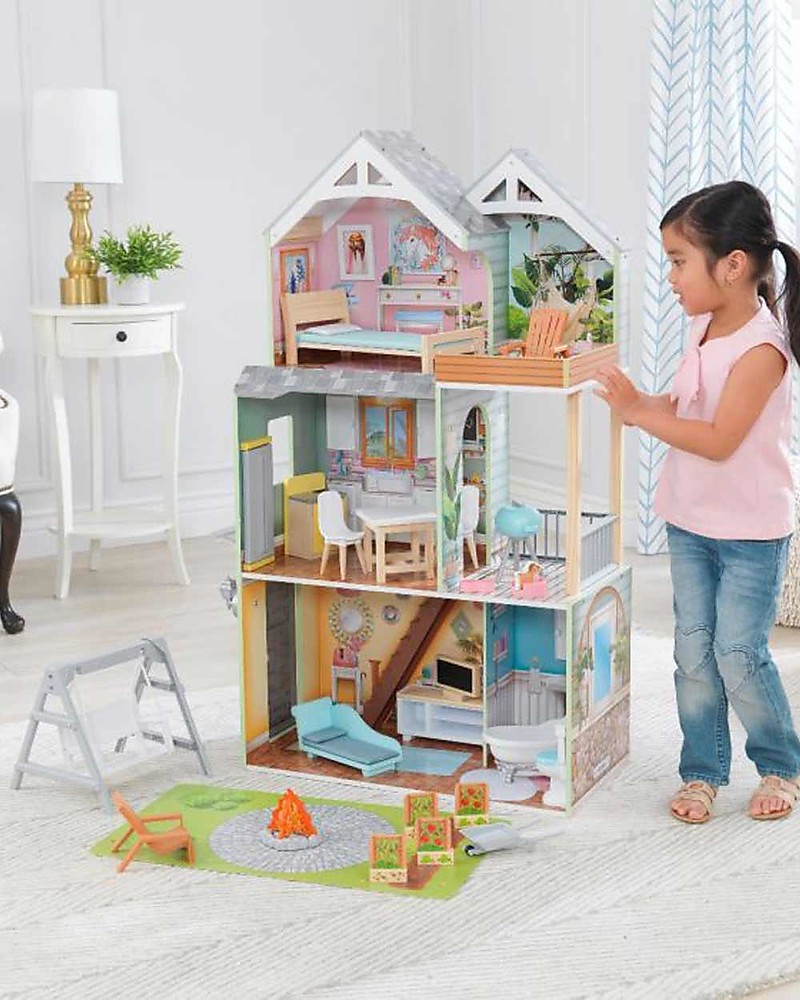 Casa delle Bambole KIDKRAFT 65833 holhaus rosafarbend giocattoli per bambini tre livelli di gioco 