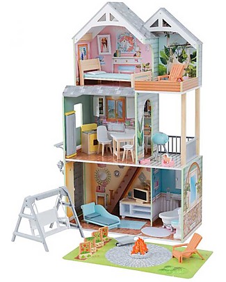 KidKraft Casa delle Bambole Hallie - Stile Unico e Superaccessoriato Case delle Bambole
