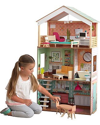 KidKraft Casa delle Bambole in Legno Dottie - Moderna con tocchi retro! Case delle Bambole